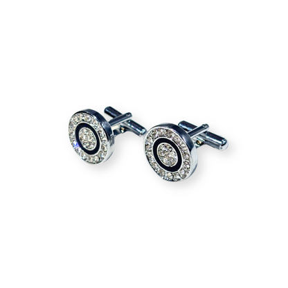 Cufflinks for Men Silver with Diamond Crystal