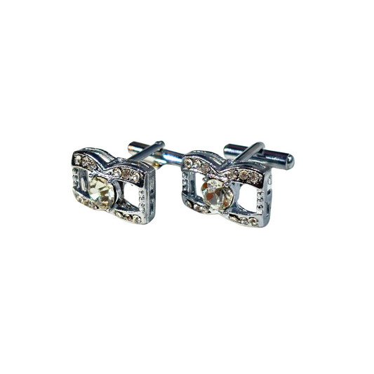 Cufflinks silver colour with Diamond Crystal